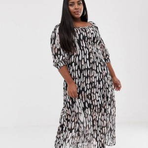 Religion Plus bardot midi dress in abstract animal print