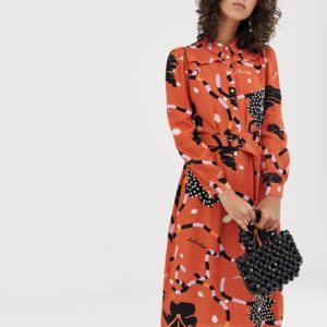 Selected Femme midaxi shirt dress in abstract print