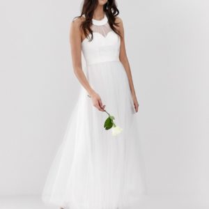 Y.A.S sweetheart tulle maxi wedding dress in white