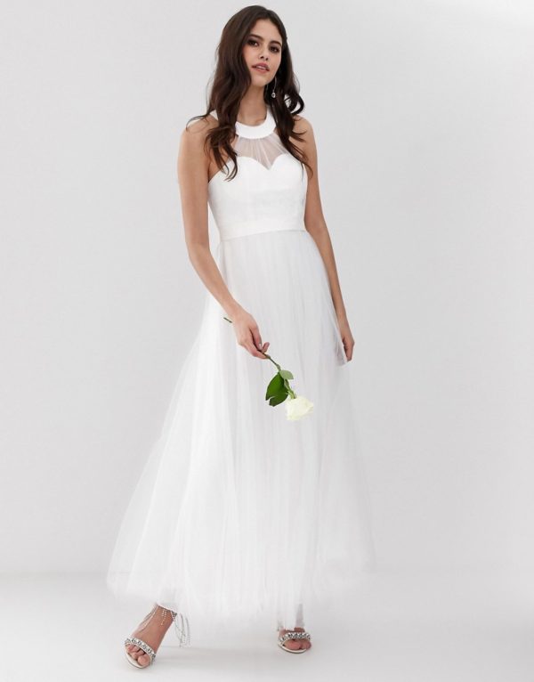 Y.A.S sweetheart tulle maxi wedding dress in white