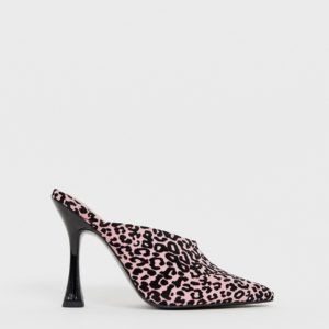 ASOS DESIGN Phillis flared high heel mules in leopard print - Liyanah