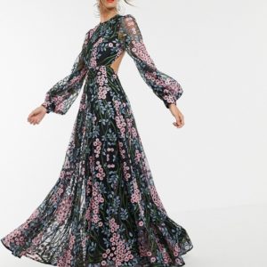 ASOS EDITION floral embroidered maxi dress with open back - Liyanah