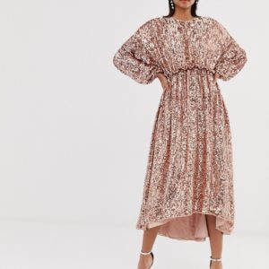 ASOS EDITION open back waisted midi dress in sequin - Liyanah