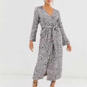 ASOS EDITION wrap midi dress in disc sequin - Liyanah