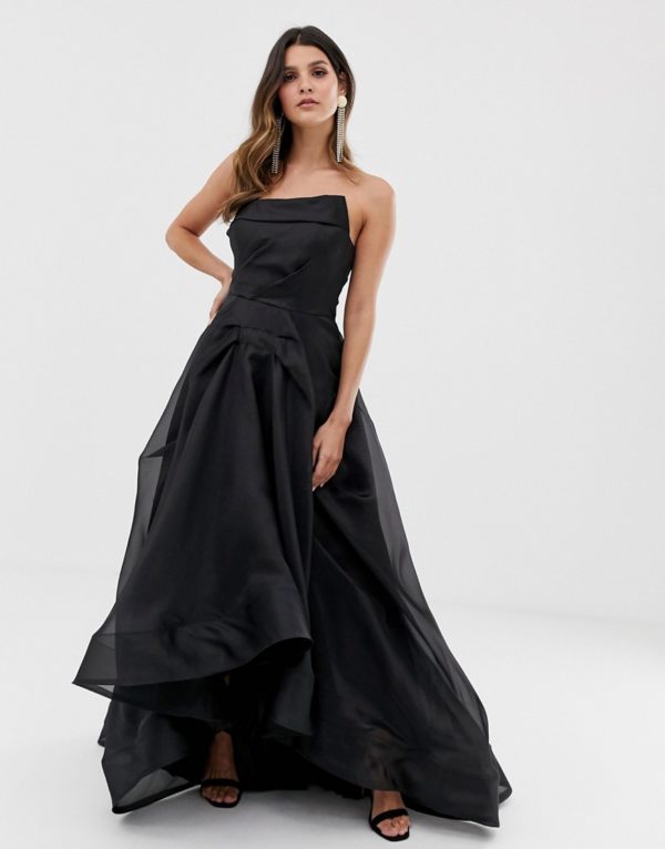 Bariano full maxi dress with origami bust detail in black - Liyanah