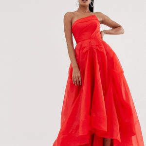 Bariano full maxi dress with origami bust detail in red - Liyanah