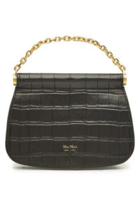 MAX MARA Sylvia Embossed Leather Shoulder Black Bag