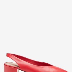 Leather Red Block Slingbacks - Liyanah